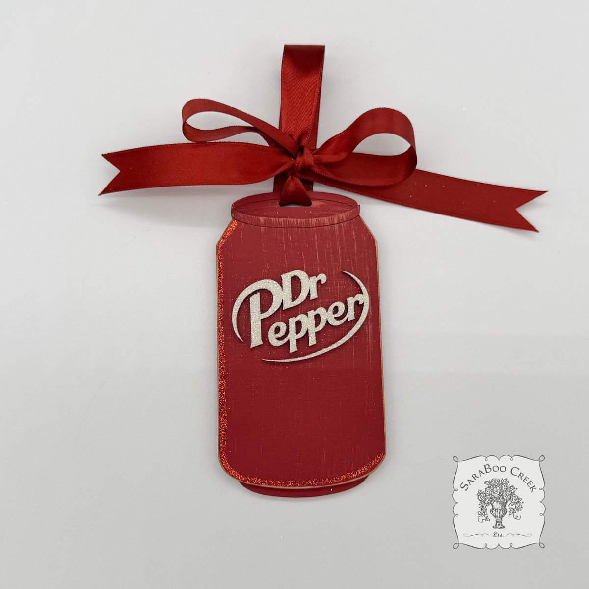 Dr. Pepper Ornament, Handmade Wood Soda Pop Can Christmas Ornament