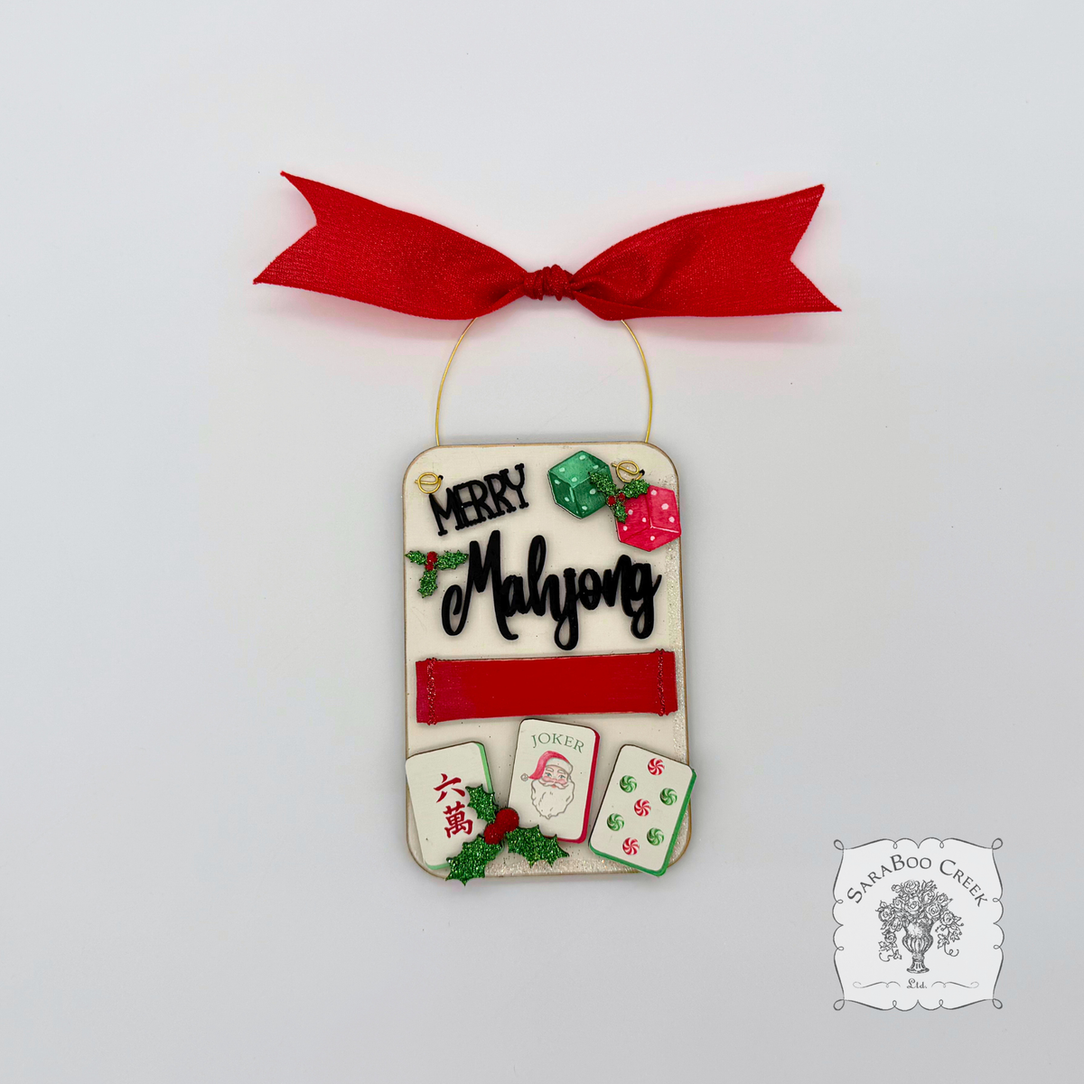 Mahjong Christmas Ornament, Personalized Layered Mahjong Tiles Personalized Gift