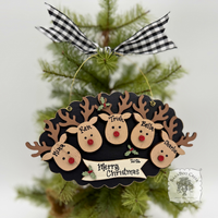 5 Reindeer Scallop Ornament with Banner