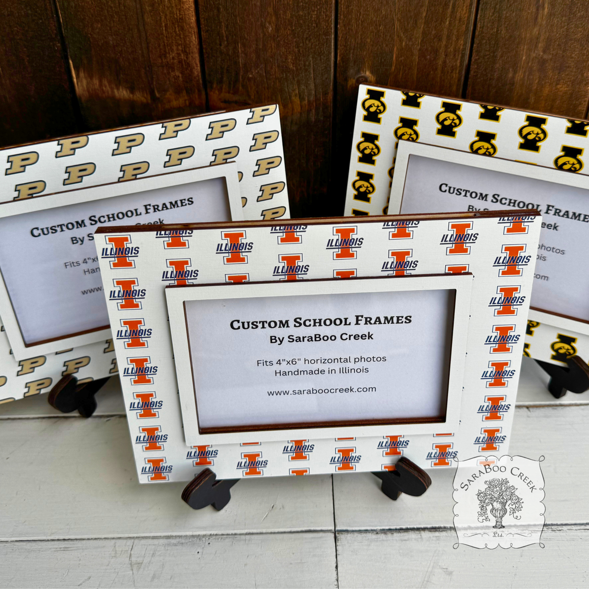 Custom School Logo Picture Frame w/ Easel