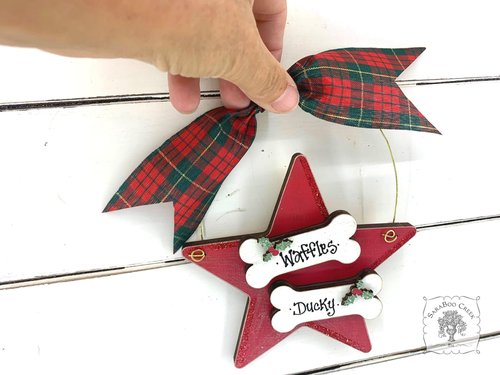 Two Dog Bone Star Ornament - Personalized Christmas Ornament for 2 Dogs