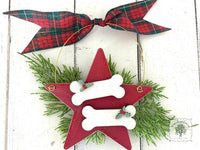 Two Dog Bone Star Ornament - Personalized Christmas Ornament for 2 Dogs