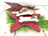 Two Dog Bone Star Ornament - Personalized Christmas Ornament for 2 Dogs