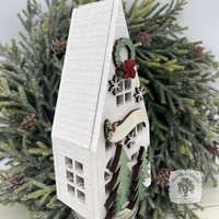 8" Lit Christmas House - Personalized Lighted Village House for Tabletop or Mantel