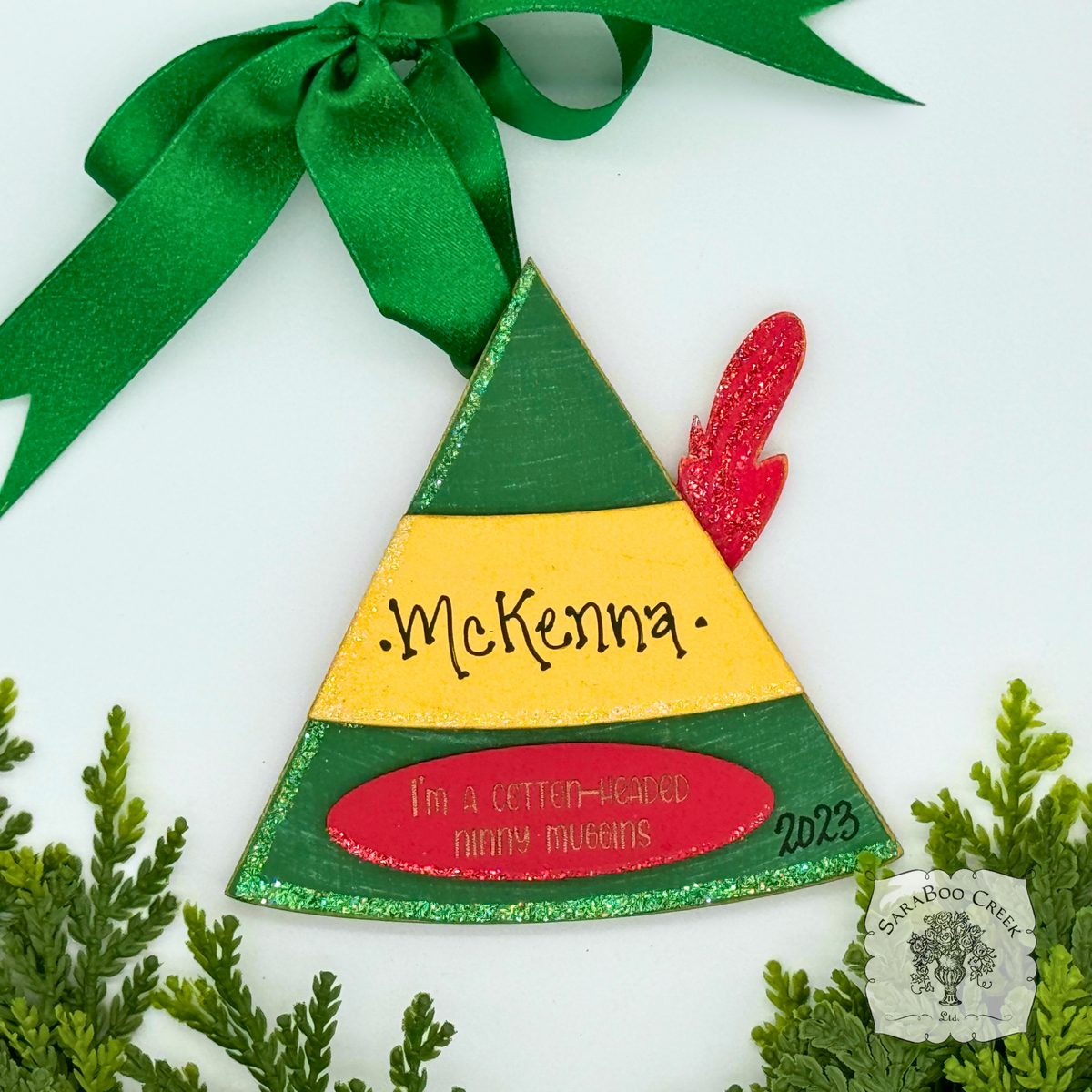 Christmas Elf Hat Ornament - Personalized Buddy the Elf Cap