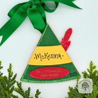 Christmas Elf Hat Ornament - Personalized Buddy the Elf Cap