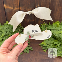 Christmas Cowboy/Cowgirl Hat Ornament; Personalized, Wood Western Christmas Ornament