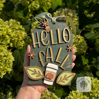 Hello Fall Standing Wood Shipping Tag