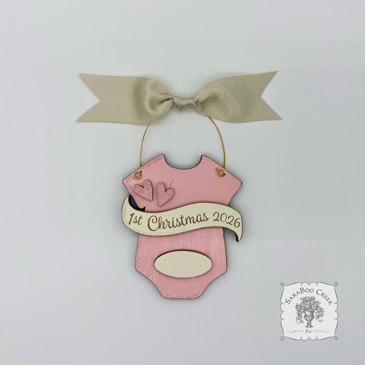 Baby's 1st Christmas Pink or Blue Onesie Ornament - Personalized First Christmas Gift for Baby Boy or Girl