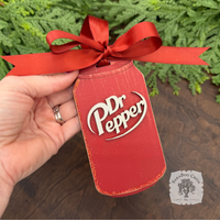 Dr. Pepper Ornament, Handmade Wood Soda Pop Can Christmas Ornament