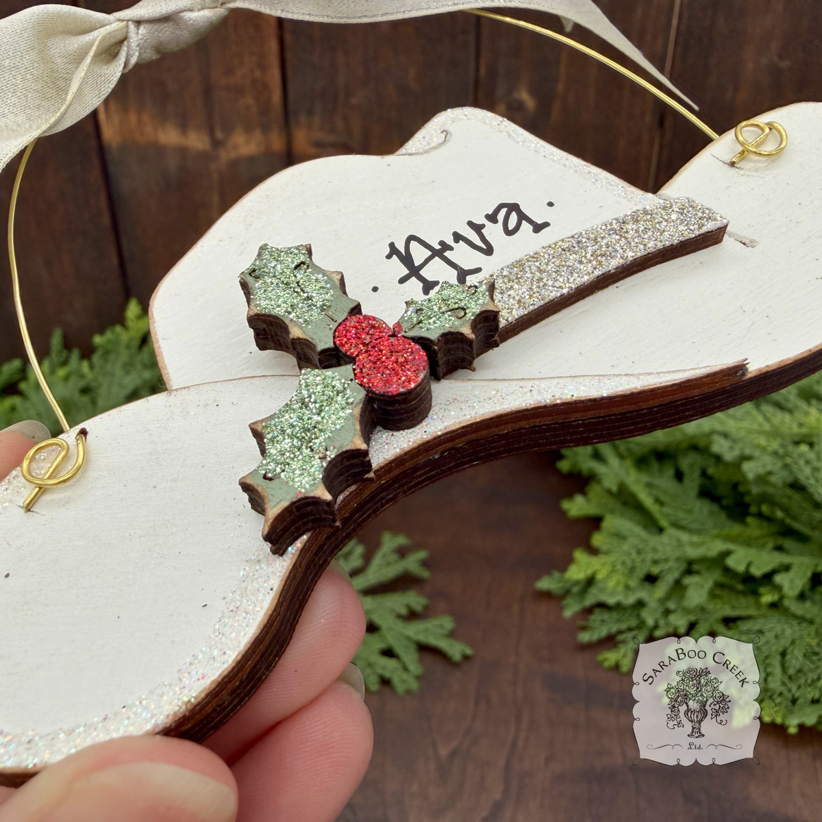 Christmas Cowboy/Cowgirl Hat Ornament; Personalized, Wood Western Christmas Ornament