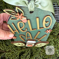 Hello Fall Standing Wood Shipping Tag