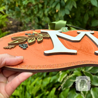 Botanical Orange Pumpkin Sign with Initial
