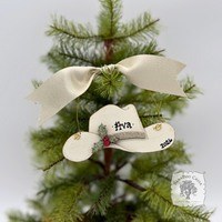 Christmas Cowboy/Cowgirl Hat Ornament; Personalized, Wood Western Christmas Ornament