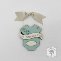 Baby's 1st Christmas Pink or Blue Onesie Ornament - Personalized First Christmas Gift for Baby Boy or Girl