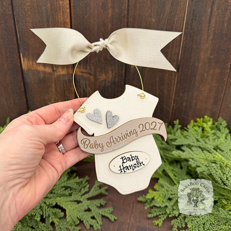 Baby Arriving Due 2026 or 2027 Ornament - Personalized Expecting Baby Ornament, Baby Announcement or Baby On The Way Gift