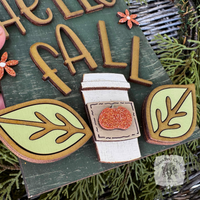 Hello Fall Standing Wood Shipping Tag