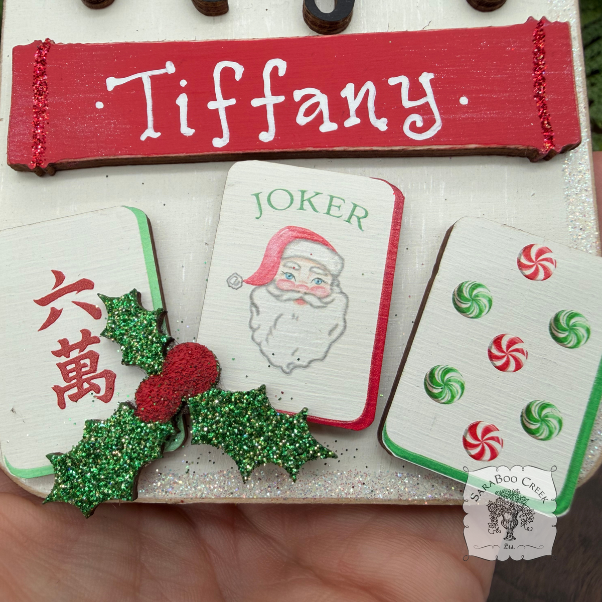 Mahjong Christmas Ornament, Personalized Layered Mahjong Tiles Personalized Gift