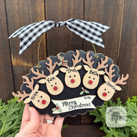 5 Reindeer Scallop Ornament with Banner