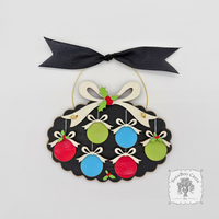 Family, Grandchildren. or Group Personalized Christmas Ornament w/ 2-7 Layered Ball Ornaments topped w/ Wood Bows