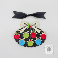 Family, Grandchildren. or Group Personalized Christmas Ornament w/ 2-7 Layered Ball Ornaments topped w/ Wood Bows
