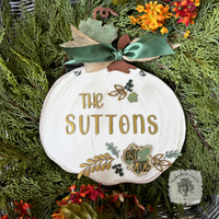 White Wood Pumpkin Family Sign