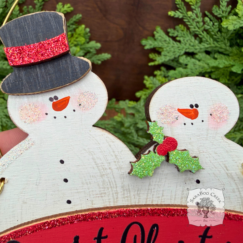 "Our First Christmas" Snowmen Duo Wood Ornament