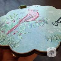 Cardinal Winter Scene- Woodland Holiday Watercolor Wood Ornament