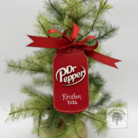 Dr. Pepper Ornament, Handmade Wood Soda Pop Can Christmas Ornament