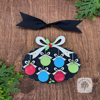 Family, Grandchildren. or Group Personalized Christmas Ornament w/ 2-7 Layered Ball Ornaments topped w/ Wood Bows