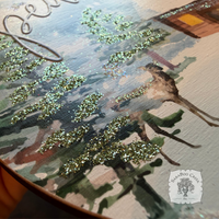 Peaceful Woodland Winter Scene Ornament, Hand Glittered Wood Watercolor Gift