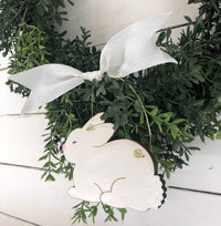 Bunny Ornament - Personalized White Rabbit Ornament for Christmas Tree or Easter Tiered Tray Decor