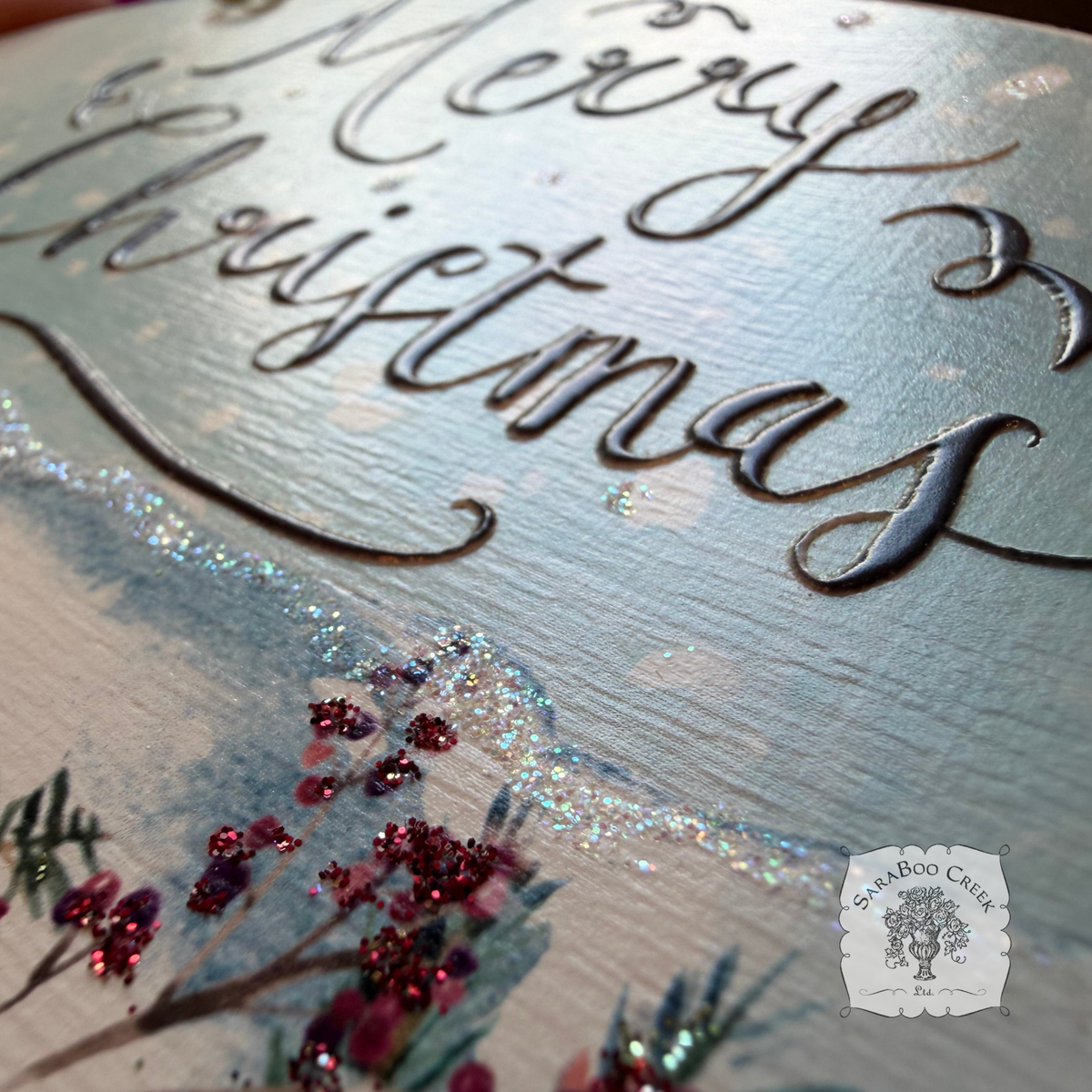 Merry Christmas Ornament - Watercolor Wood Oval Ornament