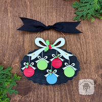 Family, Grandchildren. or Group Personalized Christmas Ornament w/ 2-7 Layered Ball Ornaments topped w/ Wood Bows