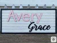 Rectangle Thin Framed Two Name Sign Girl