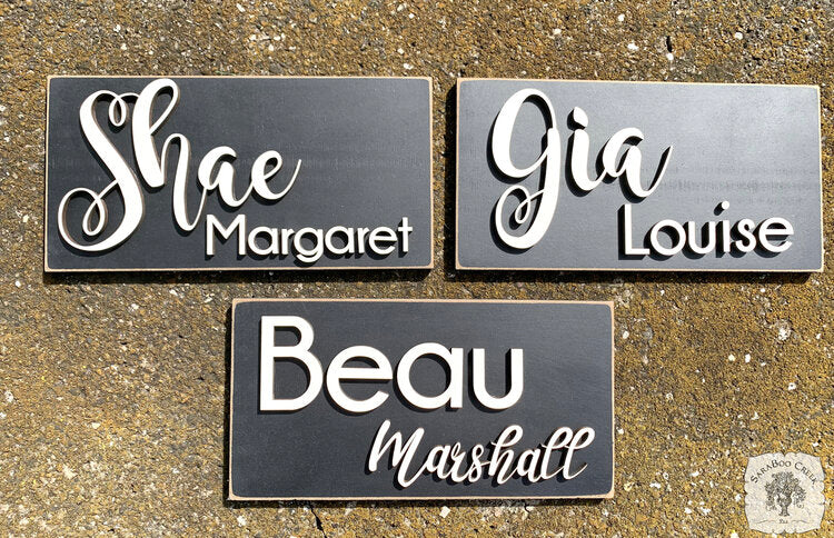 Minimalist Custom 2 Name Sign - Smaller 11.5" x 6" Rectangle Plaque for Any Room; Stylish in Farmhouse Decor