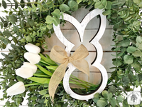 Rustic Bunny Outline with Bow
