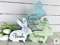 Small Rustic Bunny Sitter Tiered Tray Decor
