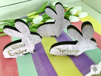 Small Rustic Bunny Sitter Tiered Tray Decor