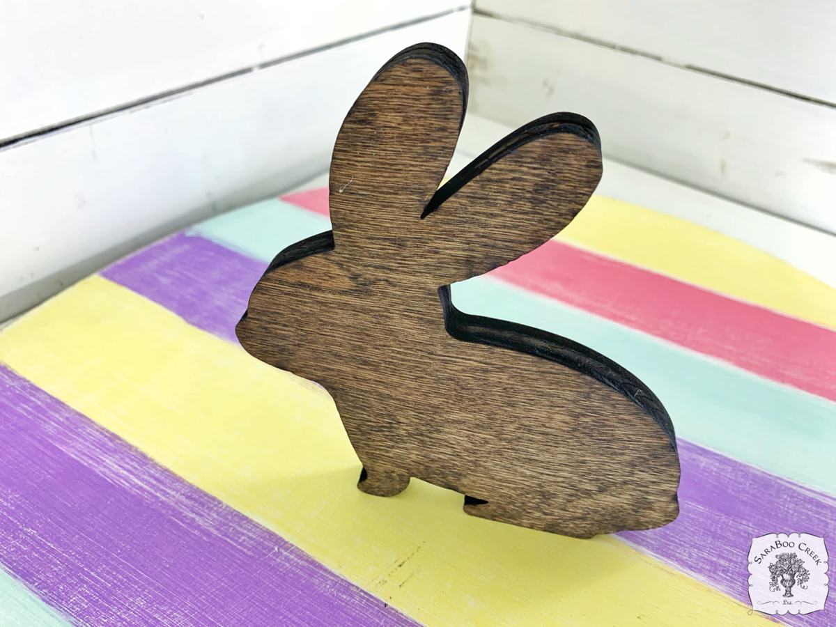 Small Rustic Bunny Sitter Tiered Tray Decor