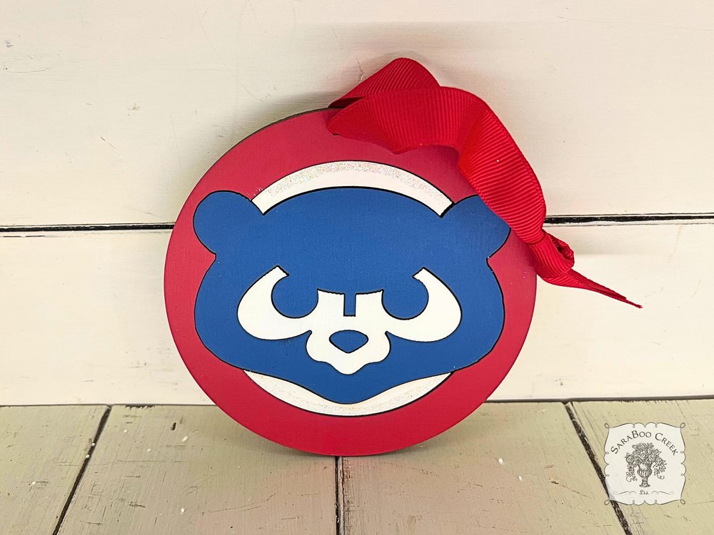 Chicago Cubs Ornament - Personalized Cubbie Bear Logo Cubs Fan Gift