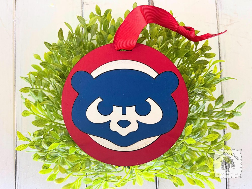 Chicago Cubs Ornament - Personalized Cubbie Bear Logo Cubs Fan Gift