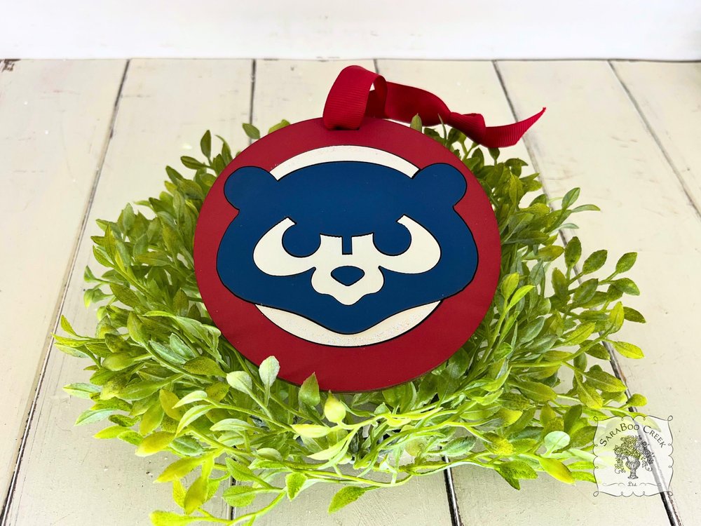 Chicago Cubs Ornament - Personalized Cubbie Bear Logo Cubs Fan Gift