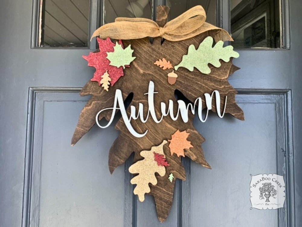 22" Fall Leaf Sign / Door Hanger - Choose It's Fall Y'all or Custom Word or Name