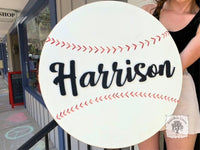 Large Custom Baseball Sign with Name - Choose 16" - 24" Round