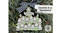 Traditional Snowman Family Tree Ornament (8-14 snowmen) - Personalized Grandparent or Large Family Ornament