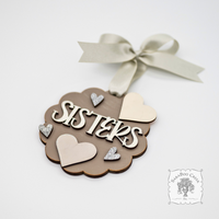 "Sisters" Ornament w/ 2-5 Personalized Hearts - Great Sister Gift