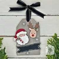 Santa and Reindeer Shipping Tag Ornament