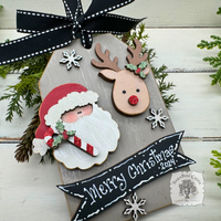 Santa and Reindeer Shipping Tag Ornament