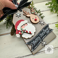 Santa and Reindeer Shipping Tag Ornament